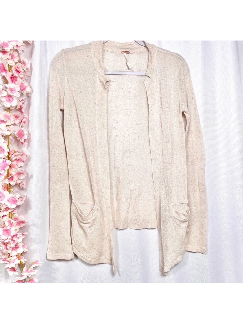 Light Beige Open-Front Women’s Sweater Cardigan